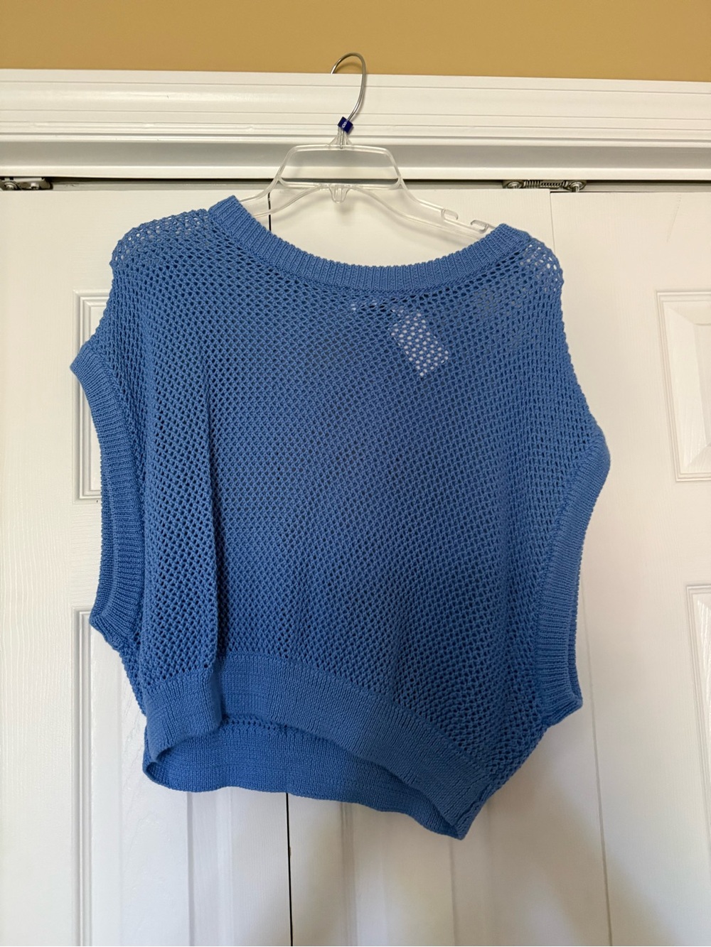 emory park Sky Blue Open-Knit Sleeveless Sweater Vest
